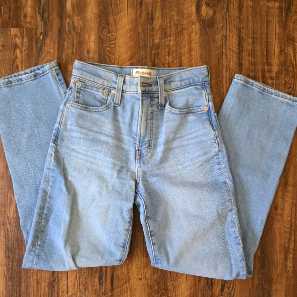 Madwell 23P Jeans Straight Leg Perfect Vintage Distressed Light Wash Denim